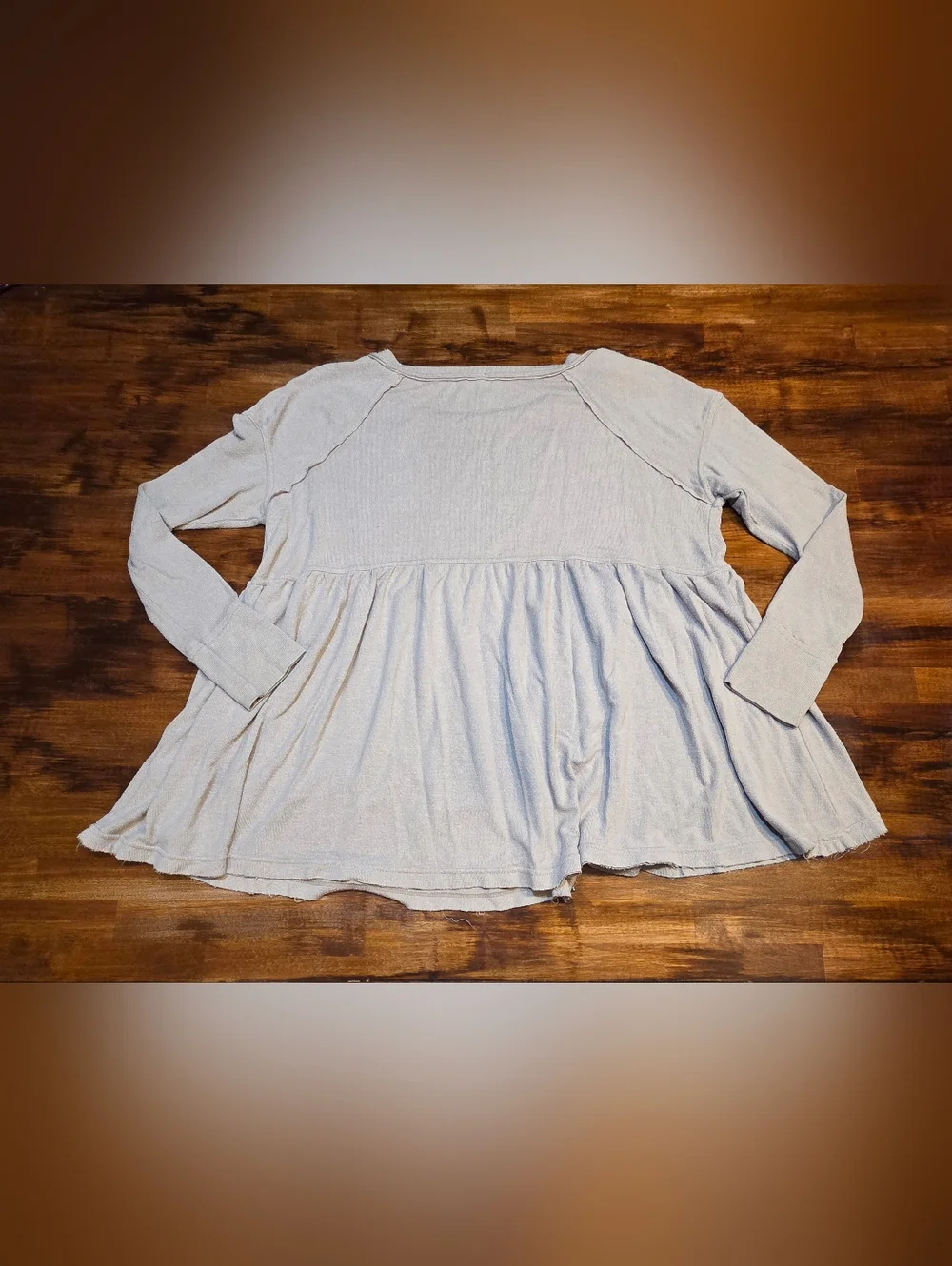 Free People Forever Your Girl Nude Colored Babydoll Long Sleeve Top Neutral Boho - Picture 6 of 7